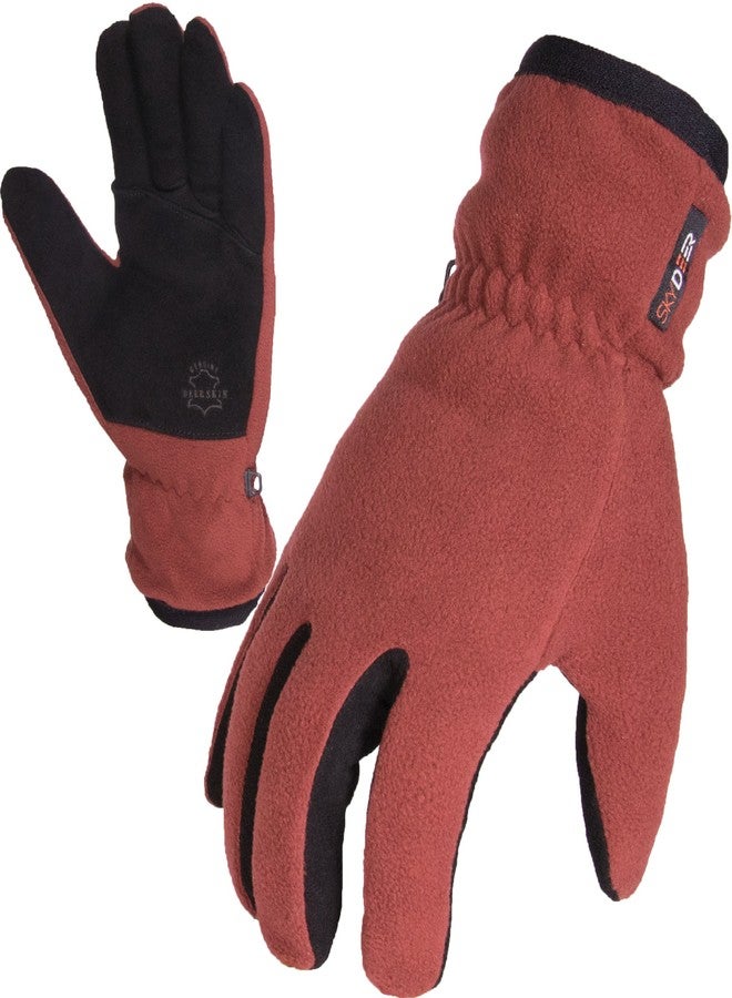 SKYDEER Womens Winter Gloves with Premium Genuine Deerskin Suede Leather and Windproof Polar Fleece (SD8663T/M) - Image 4
